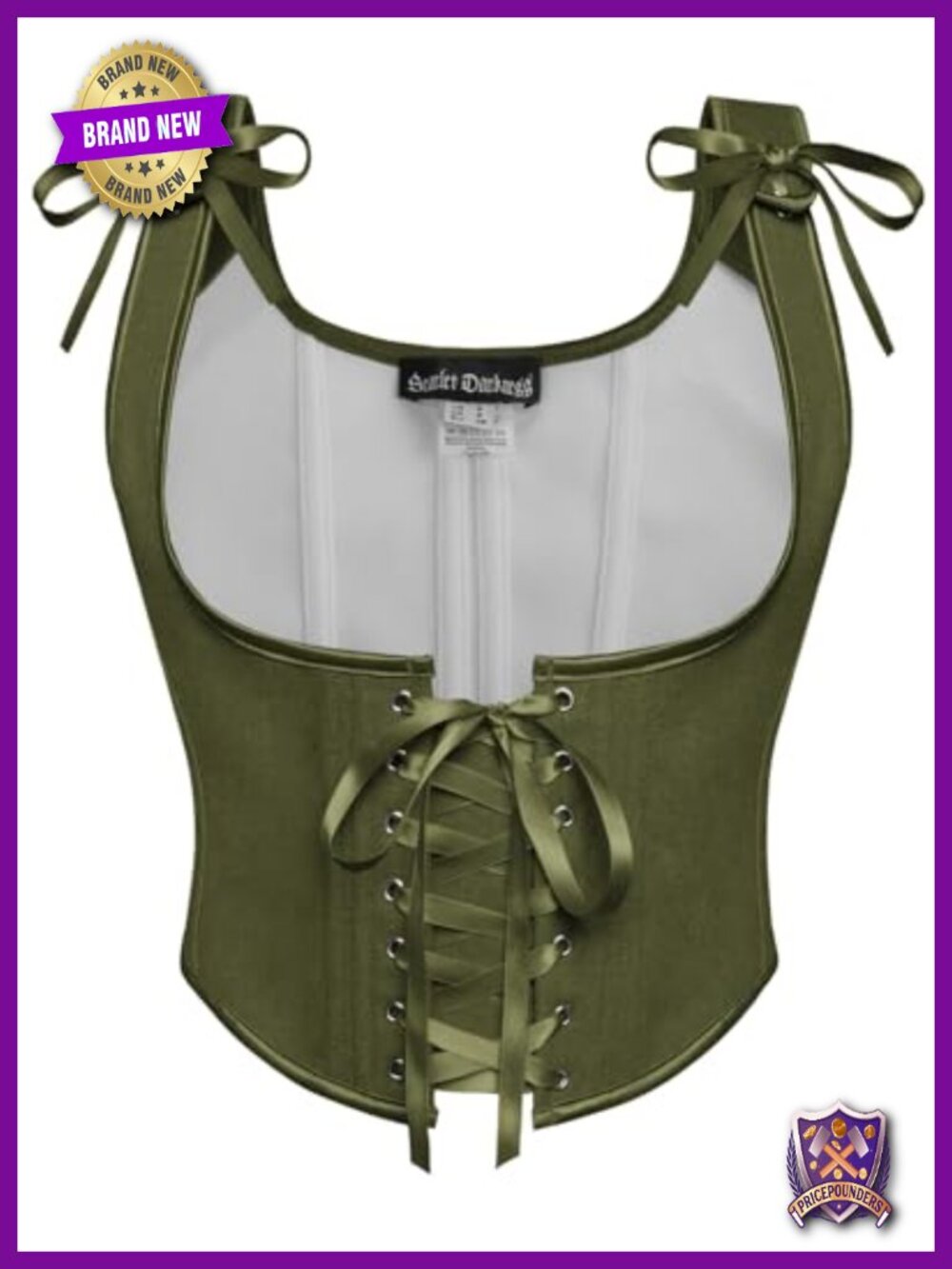 Underbust Corset Top with Zip Closure Lace-Up Front - Renaissance Fairy Pirate